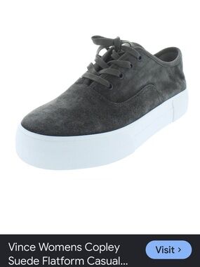 Vince Suede Low-Top Sneaker in Dark Gray with White Platform
